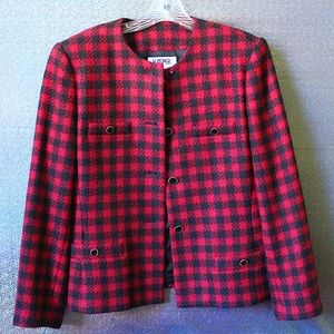 ⚡️ Kasper Vintage Padded Sleeve Plaid Coat